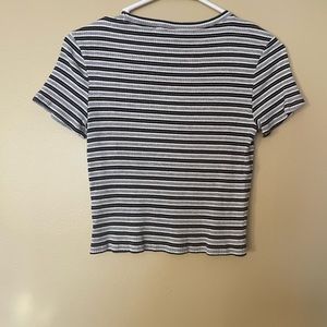 Divided Striped Cropped Shirt